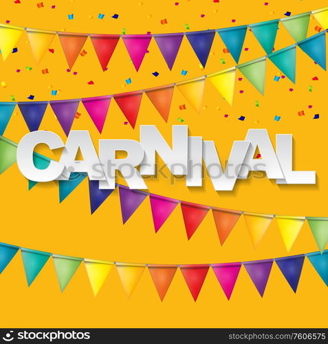 Carnival banner with bunting flags and flying balloons. Vector illustration. EPS10. Carnival banner with bunting flags and flying balloons. Vector illustration