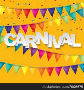 Carnival banner with bunting flags and flying balloons. Vector illustration. EPS10. Carnival banner with bunting flags and flying balloons. Vector illustration