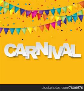 Carnival banner with bunting flags and flying balloons. Vector illustration. EPS10. Carnival banner with bunting flags and flying balloons. Vector illustration