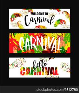 Carnival. Bright festive banners trending abstract style. Vector illustration. Carnival. Bright festive banners trending abstract style.