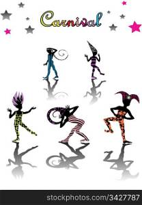 carnival children silhouettes isolated on white