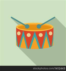 Carnival drum icon. Flat illustration of carnival drum vector icon for web design. Carnival drum icon, flat style