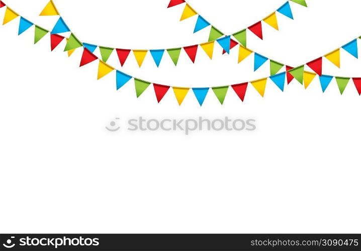 Carnival garland with flags. Decorative colorful party pennants for birthday celebration, festival and fair decoration. Carnival garland with flags. Decorative colorful party pennants for birthday celebration, festival