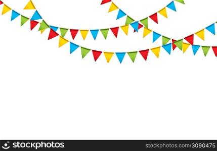 Carnival garland with flags. Decorative colorful party pennants for birthday celebration, festival and fair decoration. Carnival garland with flags. Decorative colorful party pennants for birthday celebration, festival