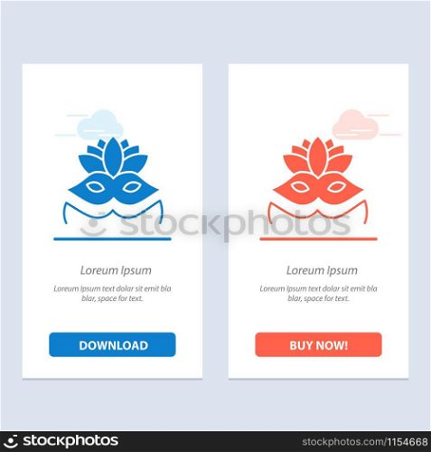 Carnival Mask, Costume Mask, Eye Mask Blue and Red Download and Buy Now web Widget Card Template