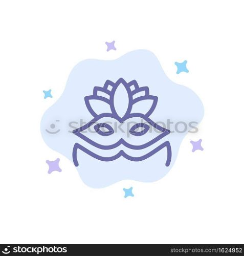 Carnival Mask, Costume Mask, Eye Mask Blue Icon on Abstract Cloud Background