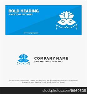Carnival Mask, Costume Mask, Eye Mask SOlid Icon Website Banner and Business Logo Template