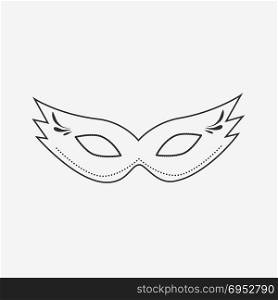 Carnival mask flat black outline design icon. Vector eps10 illustration.