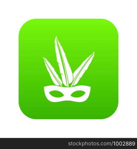 Carnival mask icon digital green for any design isolated on white vector illustration. Carnival mask icon digital green