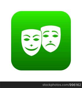 Carnival mask icon digital green for any design isolated on white vector illustration. Carnival mask icon digital green