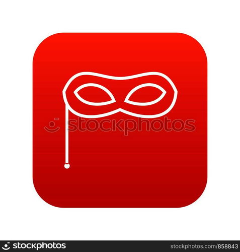 Carnival mask icon digital red for any design isolated on white vector illustration. Carnival mask icon digital red