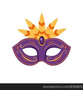 Carnival mask isolated on white background. Party carnival celebration. Masquerade mask with feathers. Mardi gras concept. Vector stock