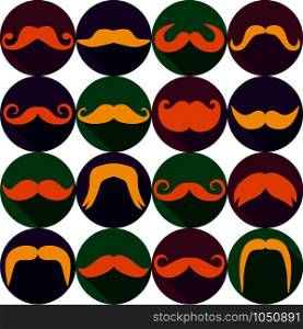 Carnival seamless pattern. Moustaches set. Design elements in canival icons.