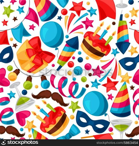 Carnival show and party seamless pattern with celebration objects. Carnival show and party seamless pattern with celebration objects.