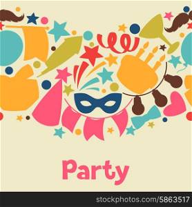Carnival show and party seamless pattern with celebration objects. Carnival show and party seamless pattern with celebration objects.