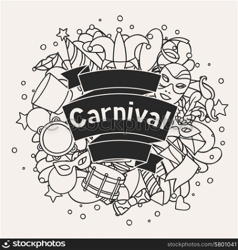 Carnival show background with doodle icons and objects. Carnival show background with doodle icons and objects.