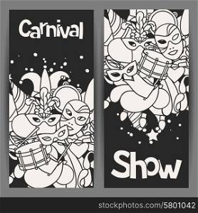 Carnival show banners with doodle icons and objects. Carnival show banners with doodle icons and objects.