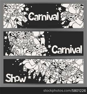 Carnival show banners with doodle icons and objects. Carnival show banners with doodle icons and objects.