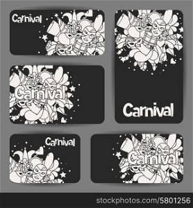 Carnival show cards with doodle icons and objects. Carnival show cards with doodle icons and objects.