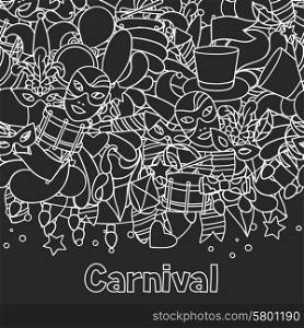 Carnival show seamless pattern with doodle icons and objects. Carnival show seamless pattern with doodle icons and objects.