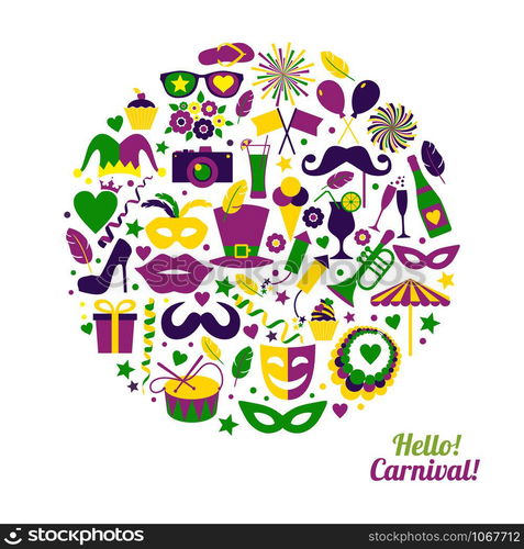 Carnival vector illustration in circle.. Carnival vector illustration