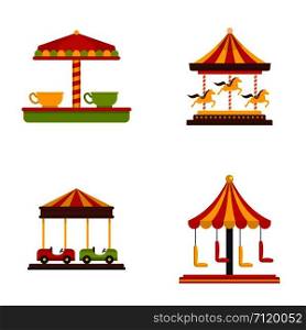 Carousel carnival horse icons set. Flat illustration of 4 carousel carnival horse vector icons isolated on white. Carousel carnival horse icons set, flat style