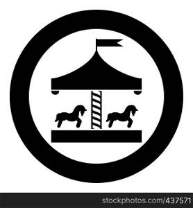 Carousel roundabout merry-go-round Vintage merry-go-round icon in circle round black color vector illustration flat style simple image. Carousel roundabout merry-go-round Vintage merry-go-round icon in circle round black color vector illustration flat style image