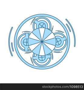 Carousel Top View Icon. Thin Line With Blue Fill Design. Vector Illustration.