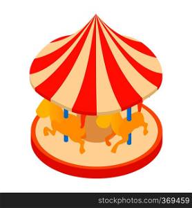 Carousel with horses icon in cartoon style isolated on white background. Attraction symbol vector illustration. Carousel with horses icon, cartoon style
