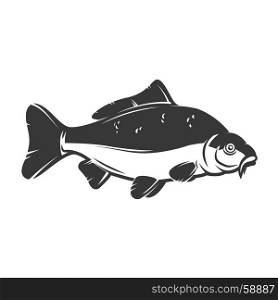 Carp fish isolated on white background. Design element for logo, emblem, sign, brand mark. Vector illustration