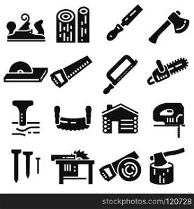 Carpentry wood work tools and equipment black icons set. Carpentry wood work tools and equipment black icons set isolated vector illustration