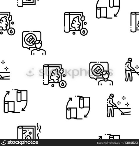 Carpet Cleaning Washing Service Seamless Pattern Vector Thin Line. Illustrations. Carpet Cleaning Washing Seamless Pattern Vector