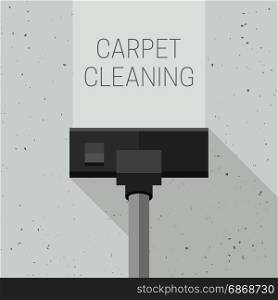 Carpet cleaning with vacuum cleaner. Carpet cleaning with vacuum cleaner. Vector banner of cleaning service with grunge texture.