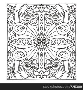 Carpet tile ornament pattern. Adult coloring book page. Interior geometric tile print. Carpet tile ornament pattern. Adult coloring book page. Interior geometric tile print .