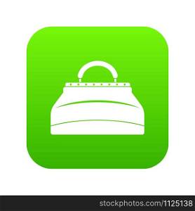 Carpetbag icon digital green for any design isolated on white vector illustration. Carpetbag icon digital green