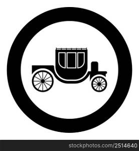 Carriage brougham cart elegance transportation vintage style icon in circle round black color vector illustration image solid outline style simple. Carriage brougham cart elegance transportation vintage style icon in circle round black color vector illustration image solid outline style