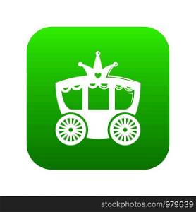 Carriage icon green vector isolated on white background. Carriage icon green vector