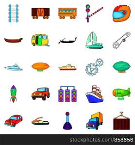 Carriage icons set. Cartoon set of 25 carriage vector icons for web isolated on white background. Carriage icons set, cartoon style