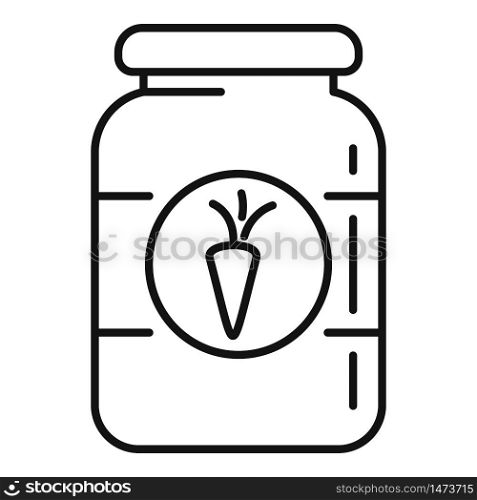 Carrot baby food icon. Outline carrot baby food vector icon for web design isolated on white background. Carrot baby food icon, outline style
