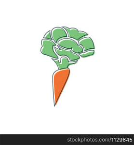 Carrot brain vector logo design.