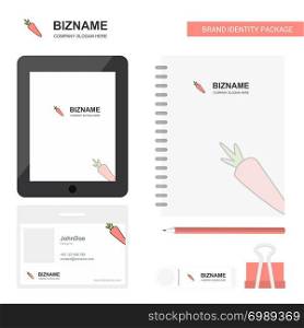 Carrot Business Logo, Tab App, Diary PVC Employee Card and USB Brand Stationary Package Design Vector Template