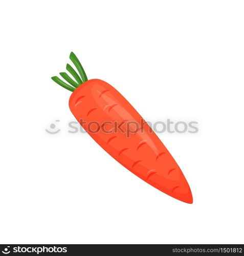 Carrot cartoon vector illustration. Ripe juicy root vegetable flat color object. Culinary ingredient Source of vitamins and antioxidants. Healthy vegetarian food isolated on white background. Carrot cartoon vector illustration