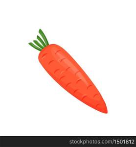Carrot cartoon vector illustration. Ripe juicy root vegetable flat color object. Culinary ingredient Source of vitamins and antioxidants. Healthy vegetarian food isolated on white background. Carrot cartoon vector illustration