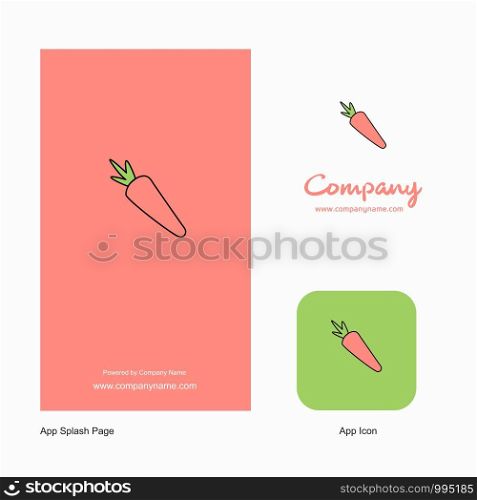 Carrot Company Logo App Icon and Splash Page Design. Creative Business App Design Elements