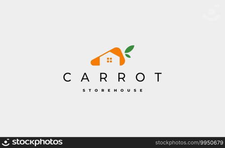 Carrot House Logo Design Vector Icon Illustration