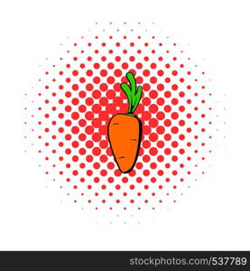 Carrot icon in comics style on a white background. Carrot icon, comics style