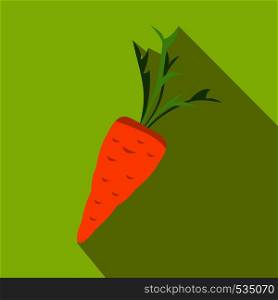 Carrot icon in flat style on a green background. Carrot icon in flat style