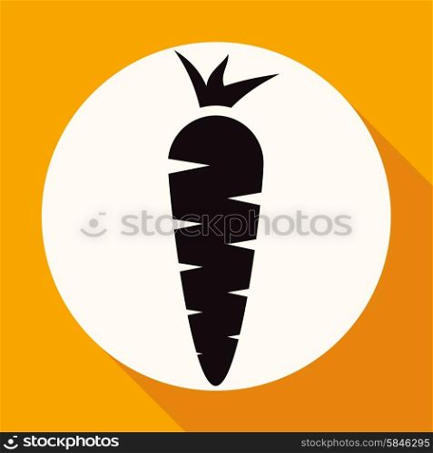 Carrot Icon on white circle with a long shadow
