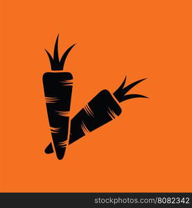 Carrot icon. Orange background with black. Vector illustration.