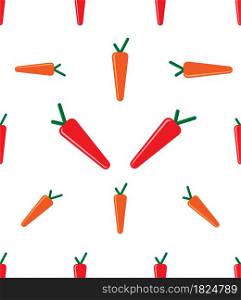 Carrot Icon Seamless Pattern, Vegetable Icon Vector Art Illustration